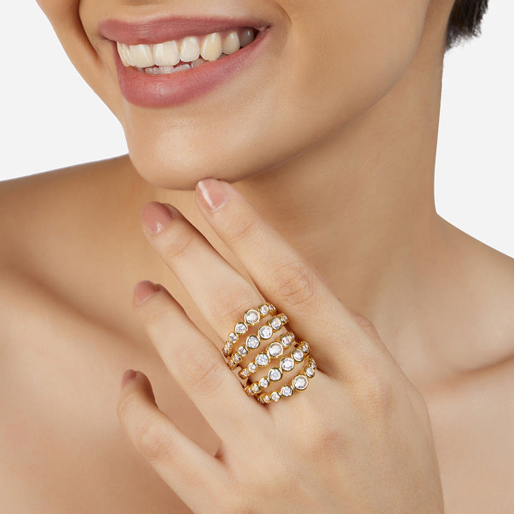 White Stackable Ring for Women by Isharya | Modern Indian Jewellery