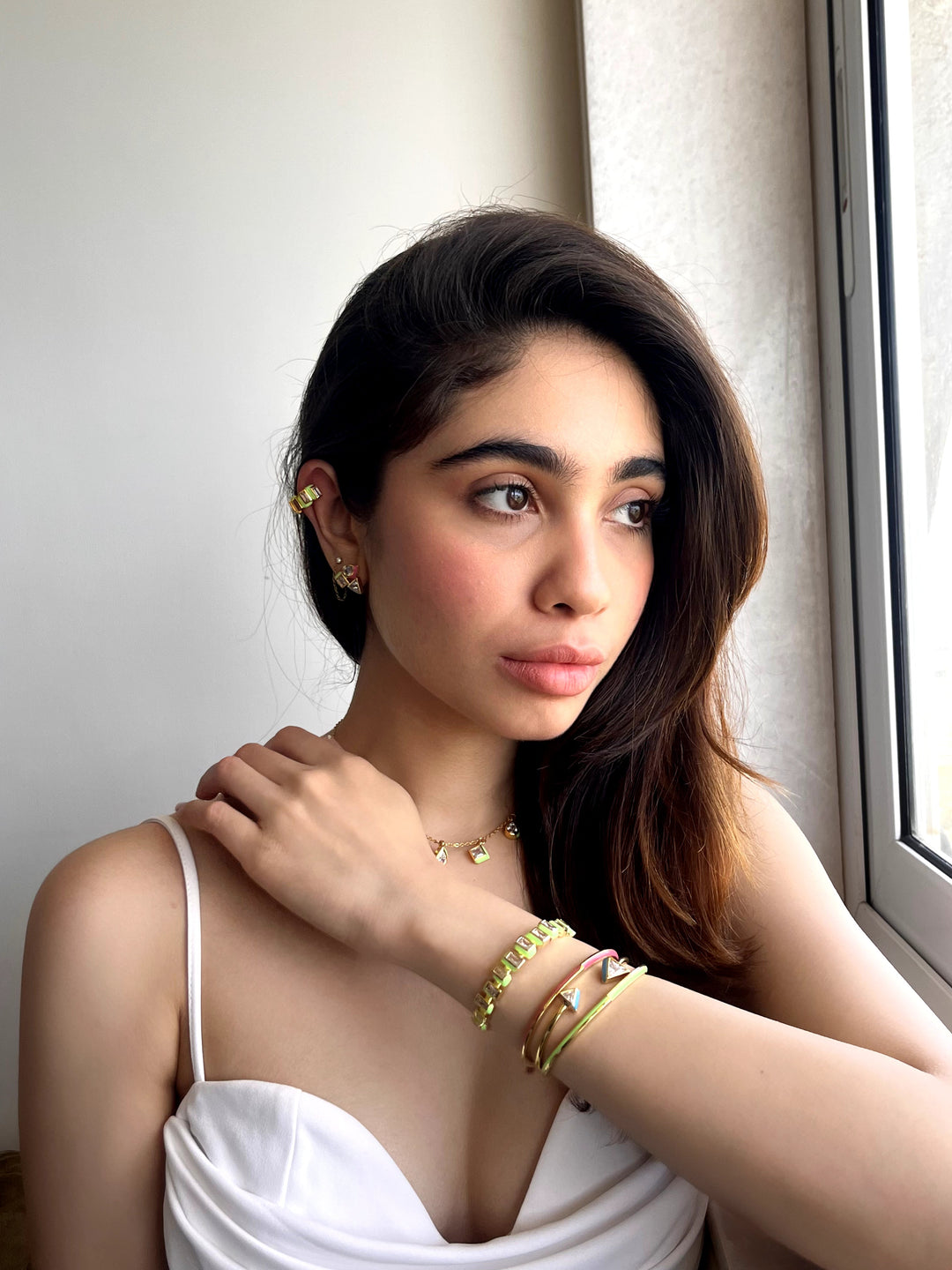 Turquoise Front Open Cuff Wristwear for Women by Isharya | Modern Indian Jewellery