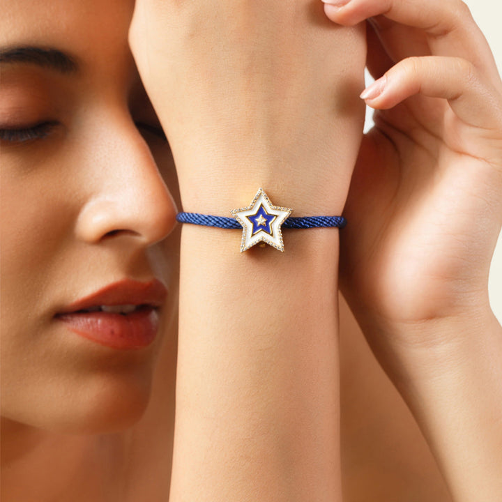 Blue Star Enamel Rakhi Bracelet
