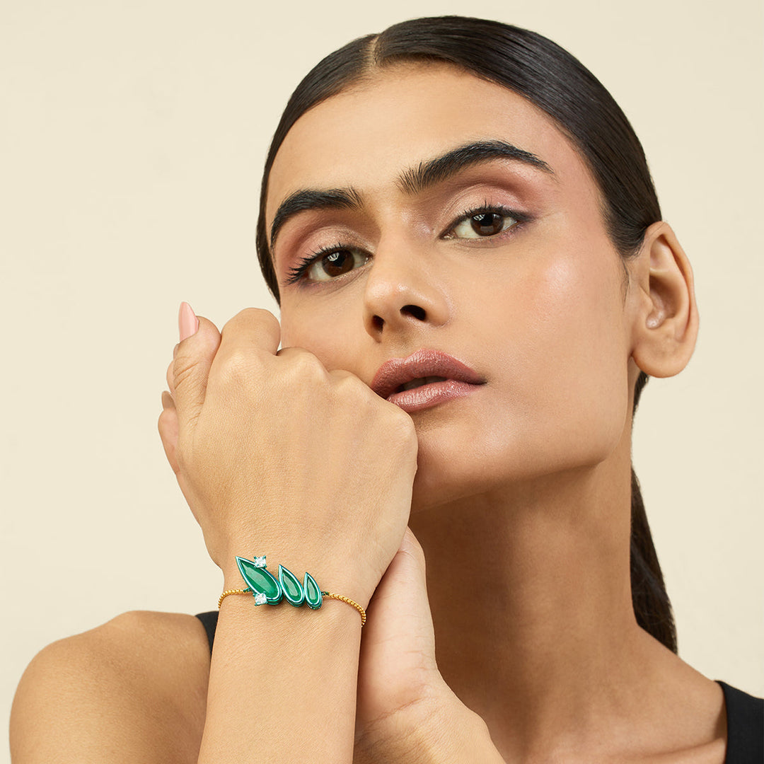 Emerald Flame Bolo Bracelet