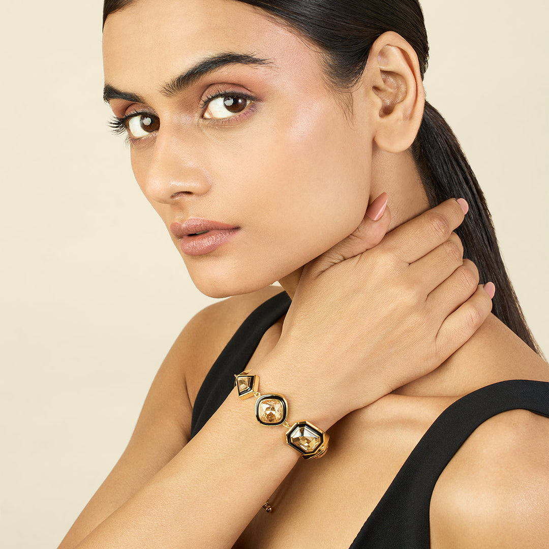 Gold Crystal Galaxy Bolo Bracelet