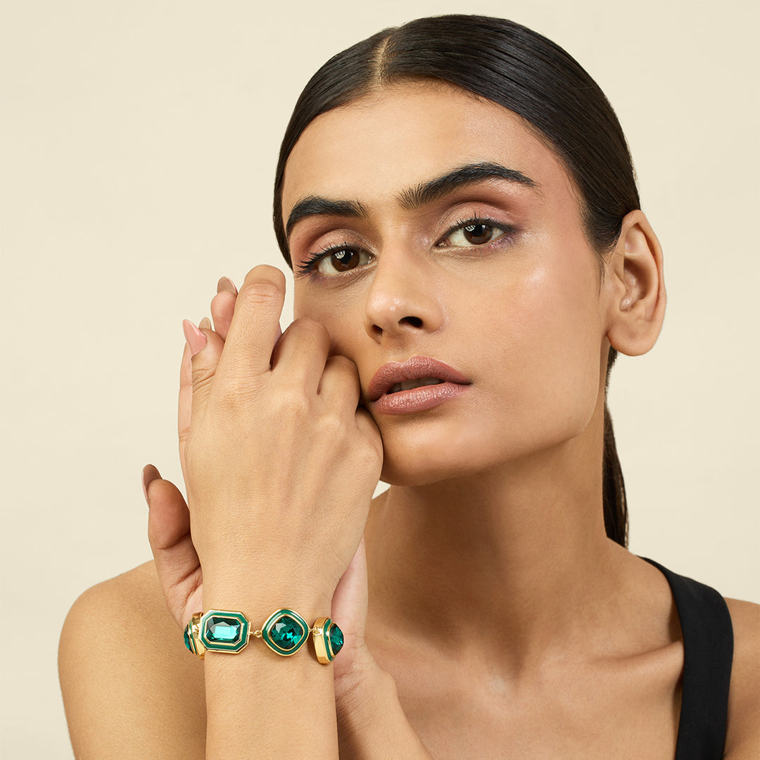 Green Crystal Galaxy Bolo Bracelet