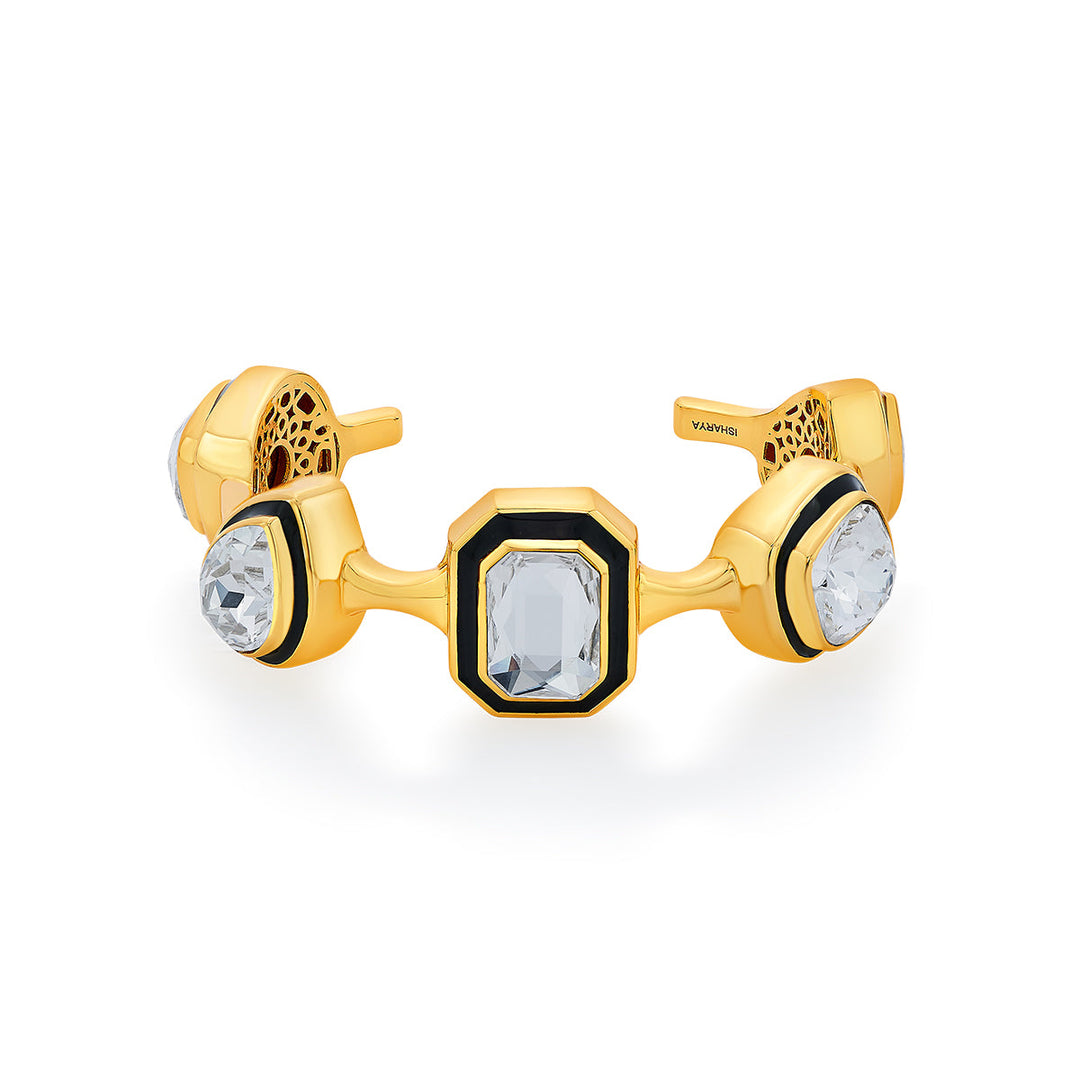 White Open Cuff Wristwear for Women by Isharya | Modern Indian Jewellery
