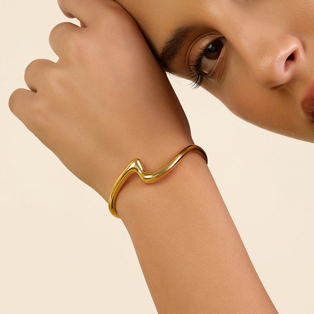 Gold Open Cuff Wristwear for Women by Isharya | Modern Indian Jewellery