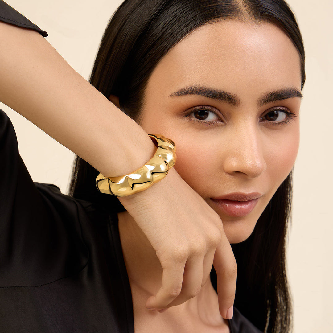 Yellow Open Cuff Wristwear for Women by Isharya | Modern Indian Jewellery