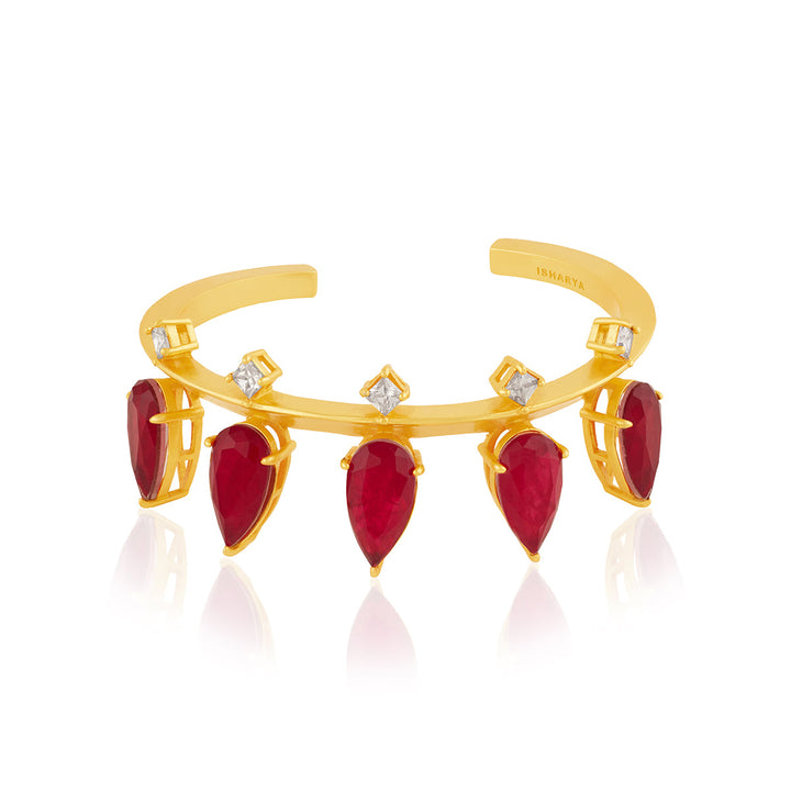 Red Open Cuff Wristwear for Women by Isharya | Modern Indian Jewellery
