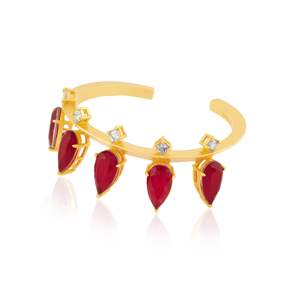 Red Open Cuff Wristwear for Women by Isharya | Modern Indian Jewellery
