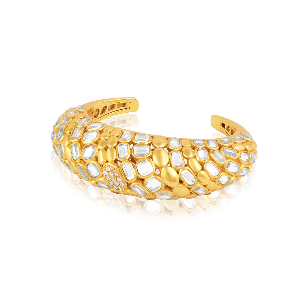 White Open Cuff Wristwear for Women by Isharya | Modern Indian Jewellery