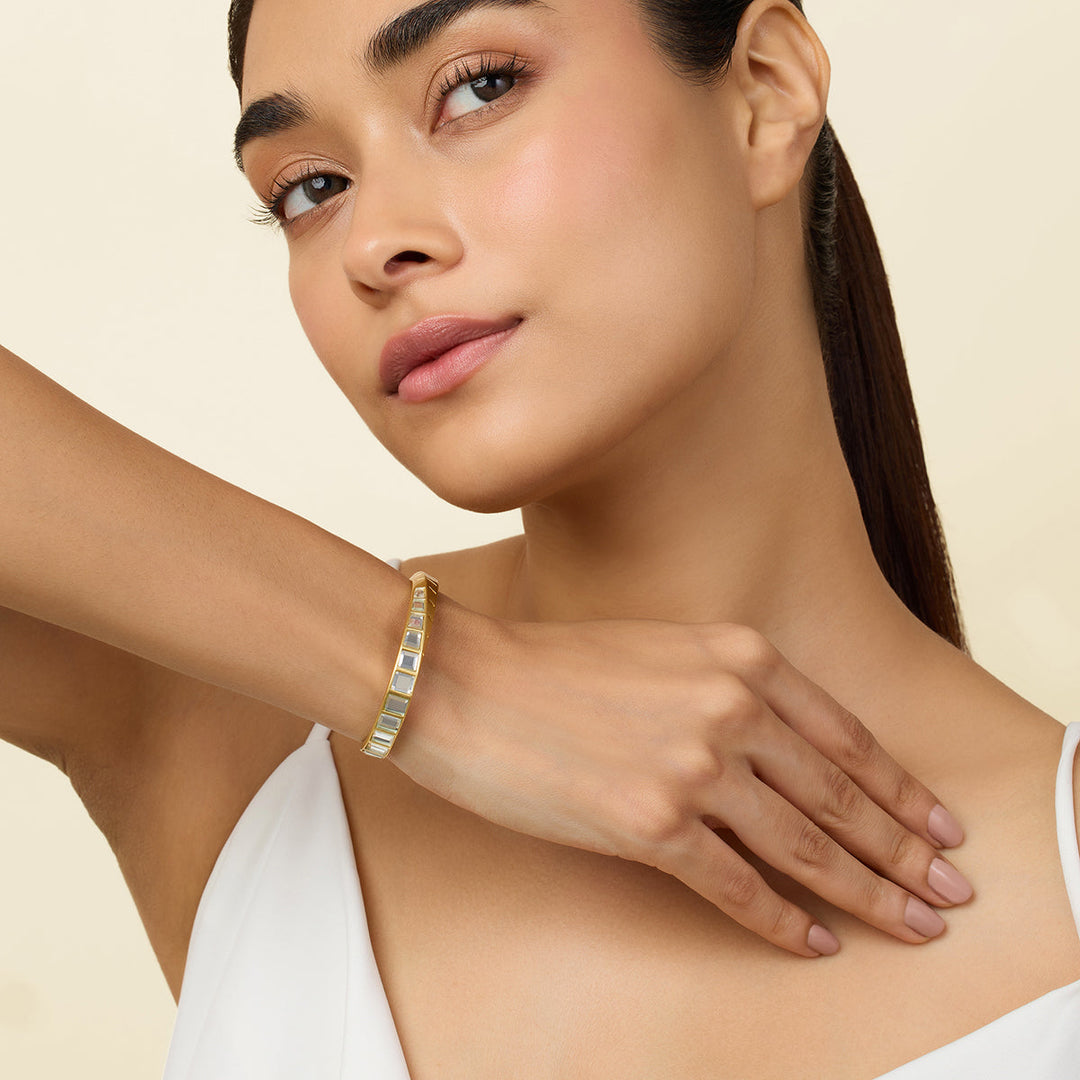 Gold Open Cuff Wristwear for Women by Isharya | Modern Indian Jewellery