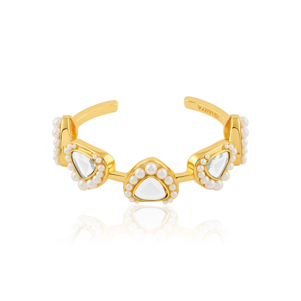 Gold Open Cuff Wristwear for Women by Isharya | Modern Indian Jewellery