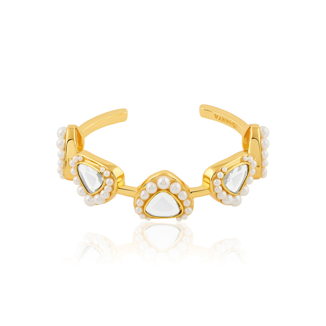 Gold Open Cuff Wristwear for Women by Isharya | Modern Indian Jewellery