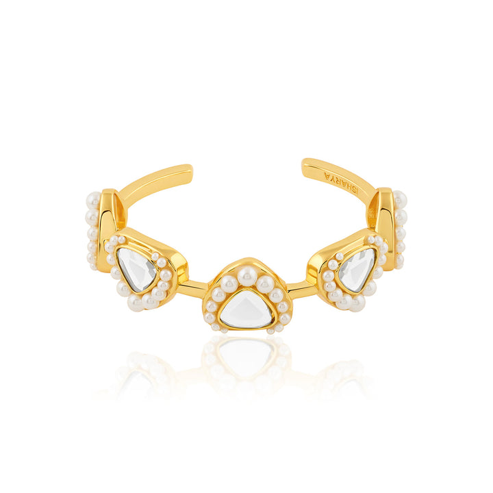 Gold Open Cuff Wristwear for Women by Isharya | Modern Indian Jewellery