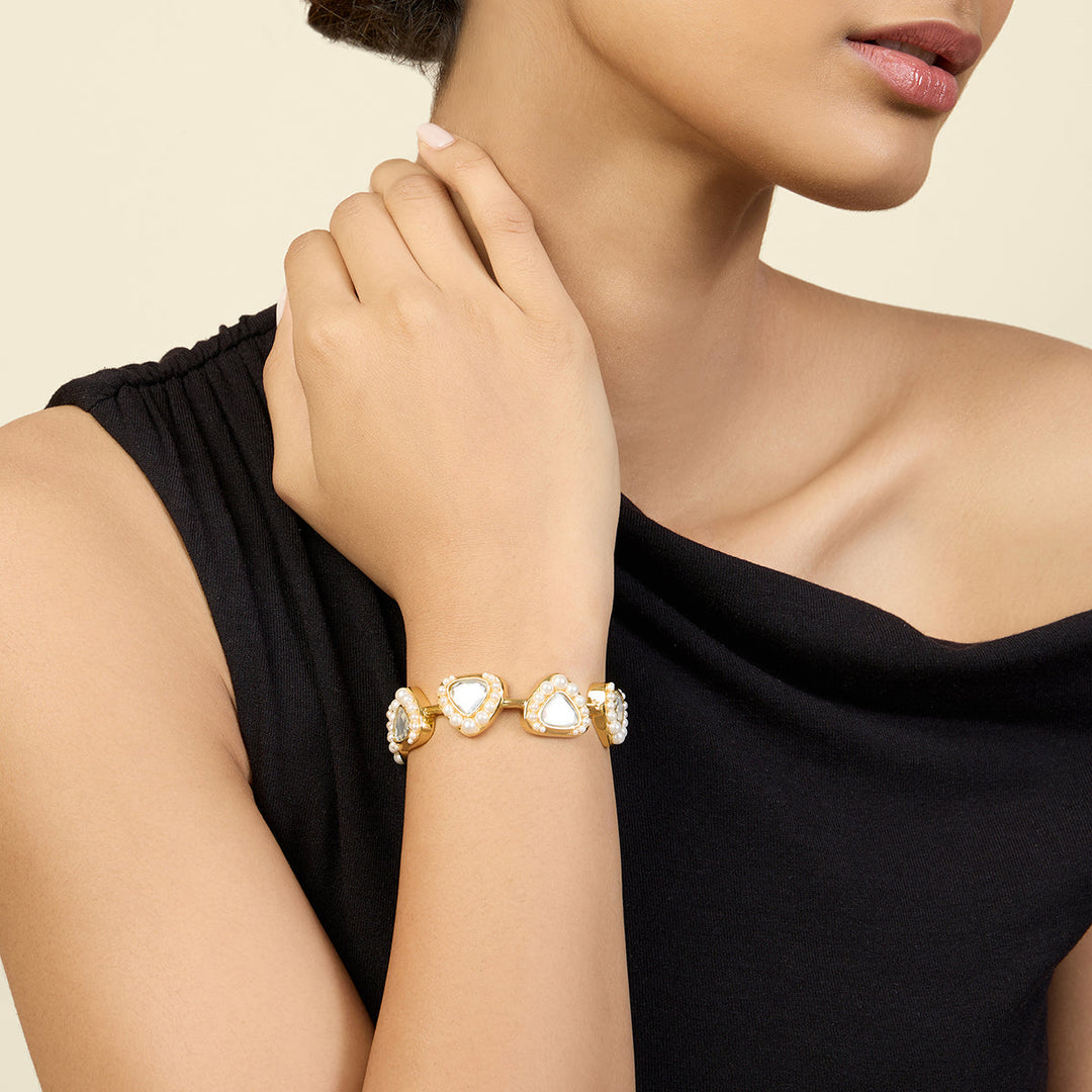 Gold Open Cuff Wristwear for Women by Isharya | Modern Indian Jewellery