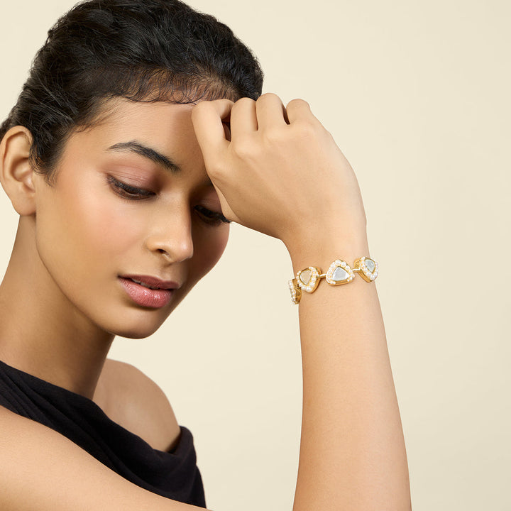 Gold Open Cuff Wristwear for Women by Isharya | Modern Indian Jewellery