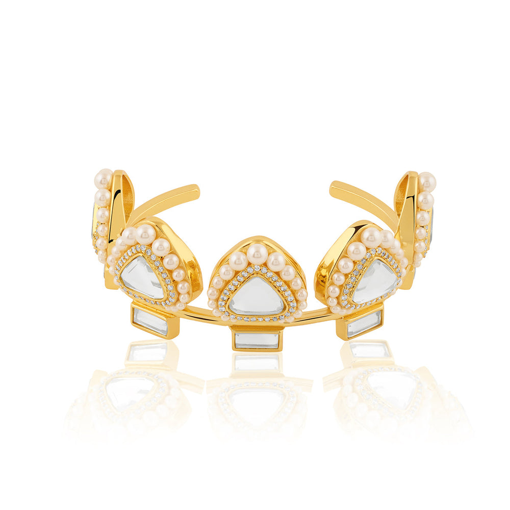 Gold Open Cuff Wristwear for Women by Isharya | Modern Indian Jewellery