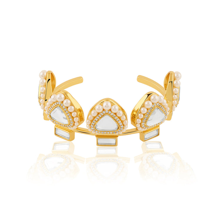 Gold Open Cuff Wristwear for Women by Isharya | Modern Indian Jewellery