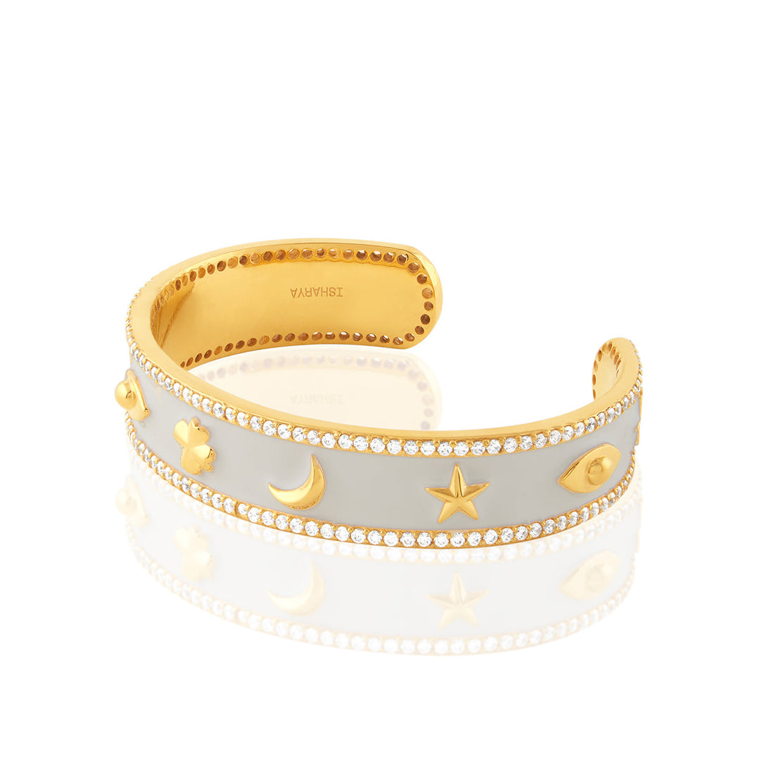 Lucky Charms White Cuff for Women by Isharya | Modern Indian Jewellery