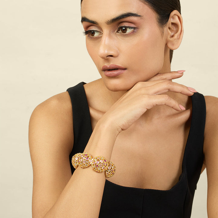 Red Crystal Ball Cuff Bracelet