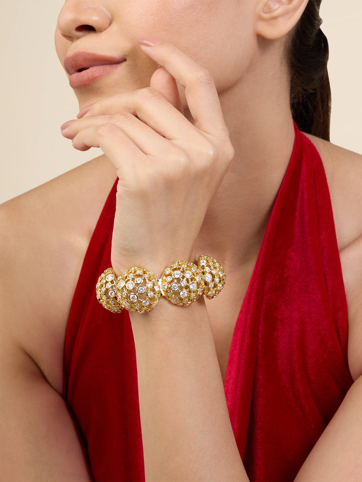 White Crystal Ball Cuff Bracelet