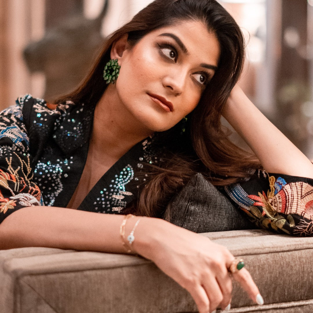 Green statement Ring for Women by Isharya | Modern Indian Jewellery