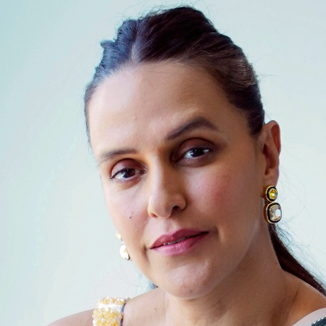 Neha Dhupia Bling Crystal Drop Earrings for Women by Isharya | Modern Indian Jewellery