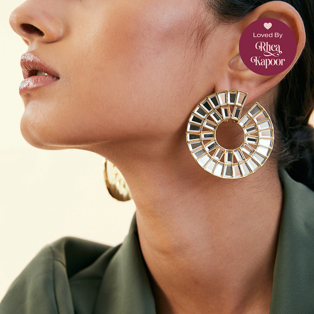 Prism Mirror Statement Hoop Earring