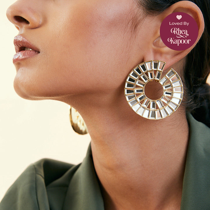 Prism Mirror Statement Hoop Earring