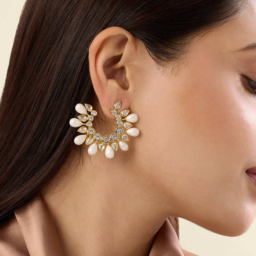 Paradise Dew Pearl Hoop Earrings