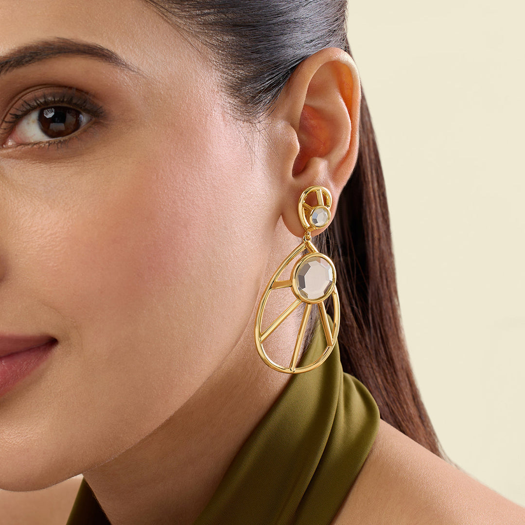 Ayaana Filigree And Mirror Drop Earrings