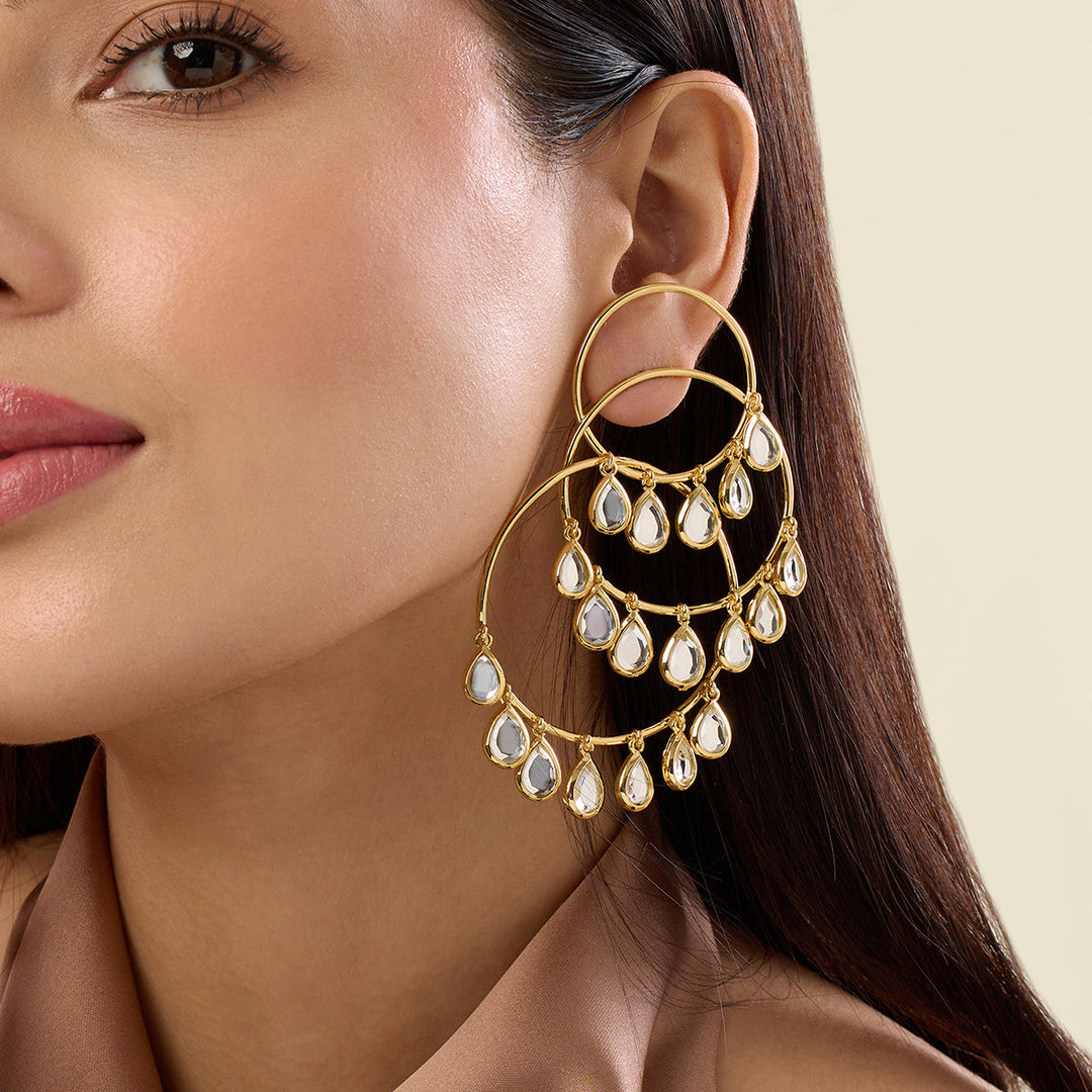 Ayaana Triple Hoop Mirror Earrings
