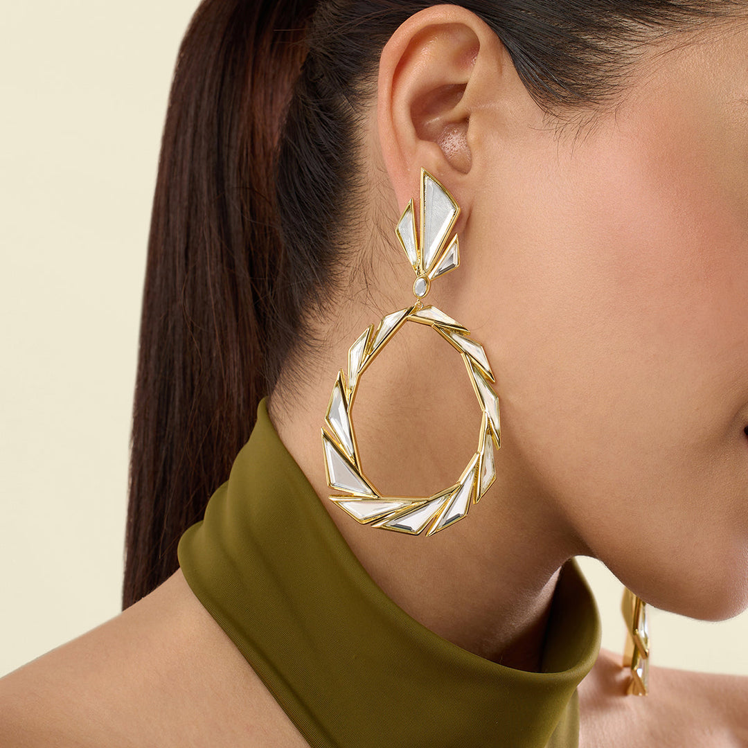Demi Goddess Mirror Statement Libra Earrings