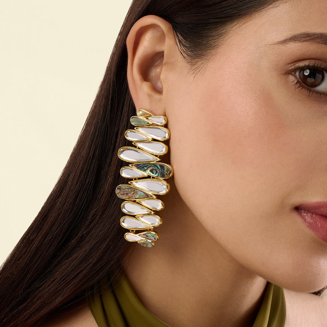 Demi Goddess Mother of Pearl & Mirror Cascading Earring
