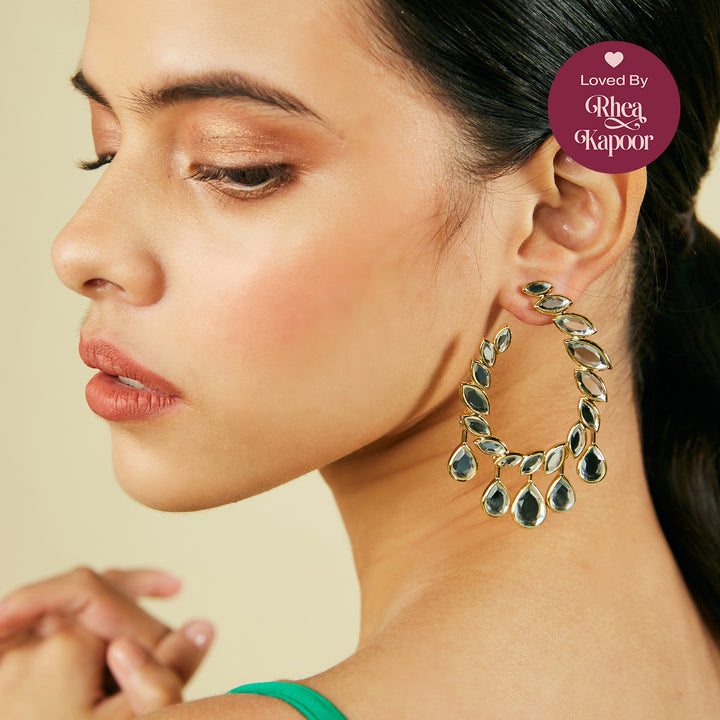 Marquise Mirror Open Oval Earrings