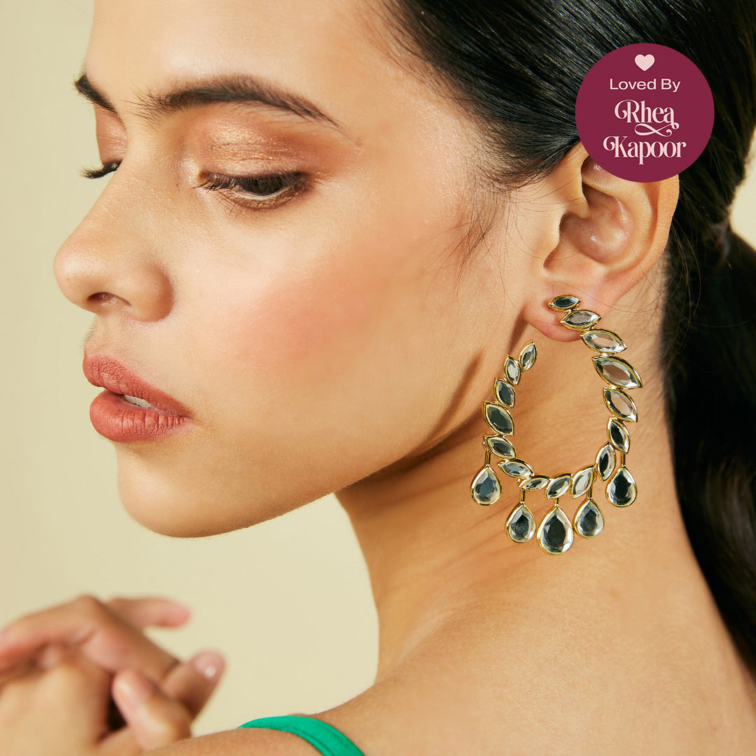 Marquise Mirror Open Oval Earrings