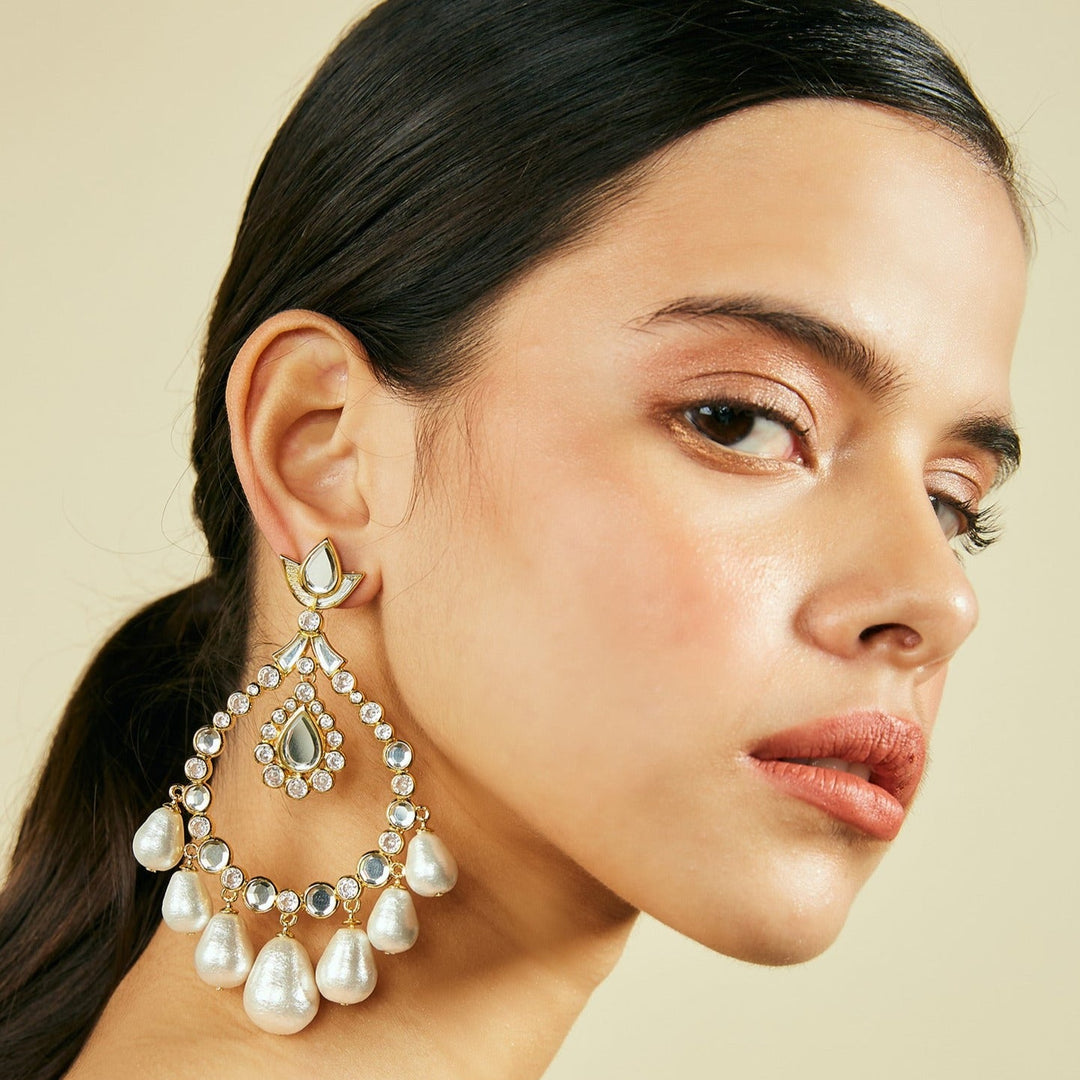Mirror Chandelier Earring for Women by Isharya | Modern Indian Jewellery