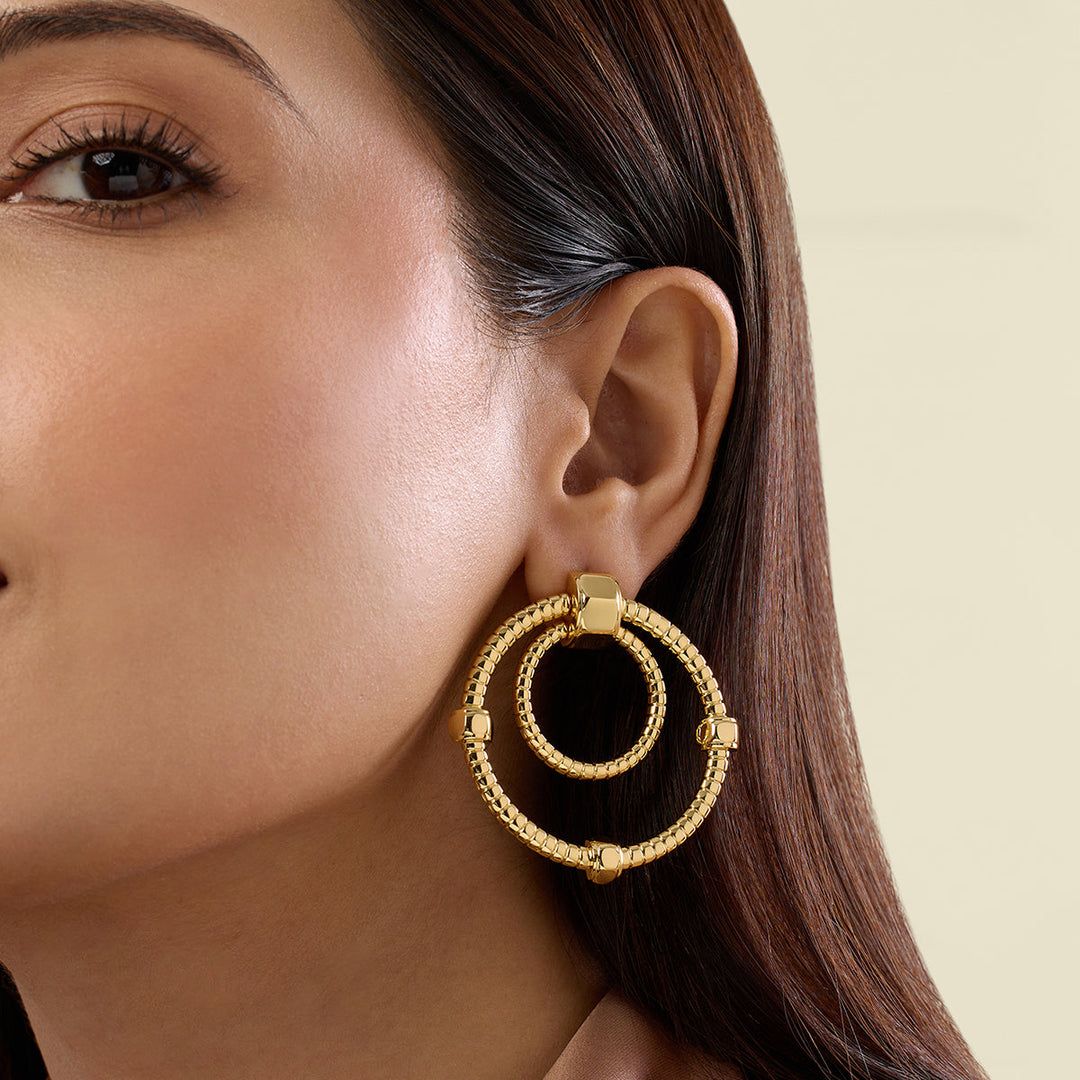 Gold Ribbed Bolted Double Hoop