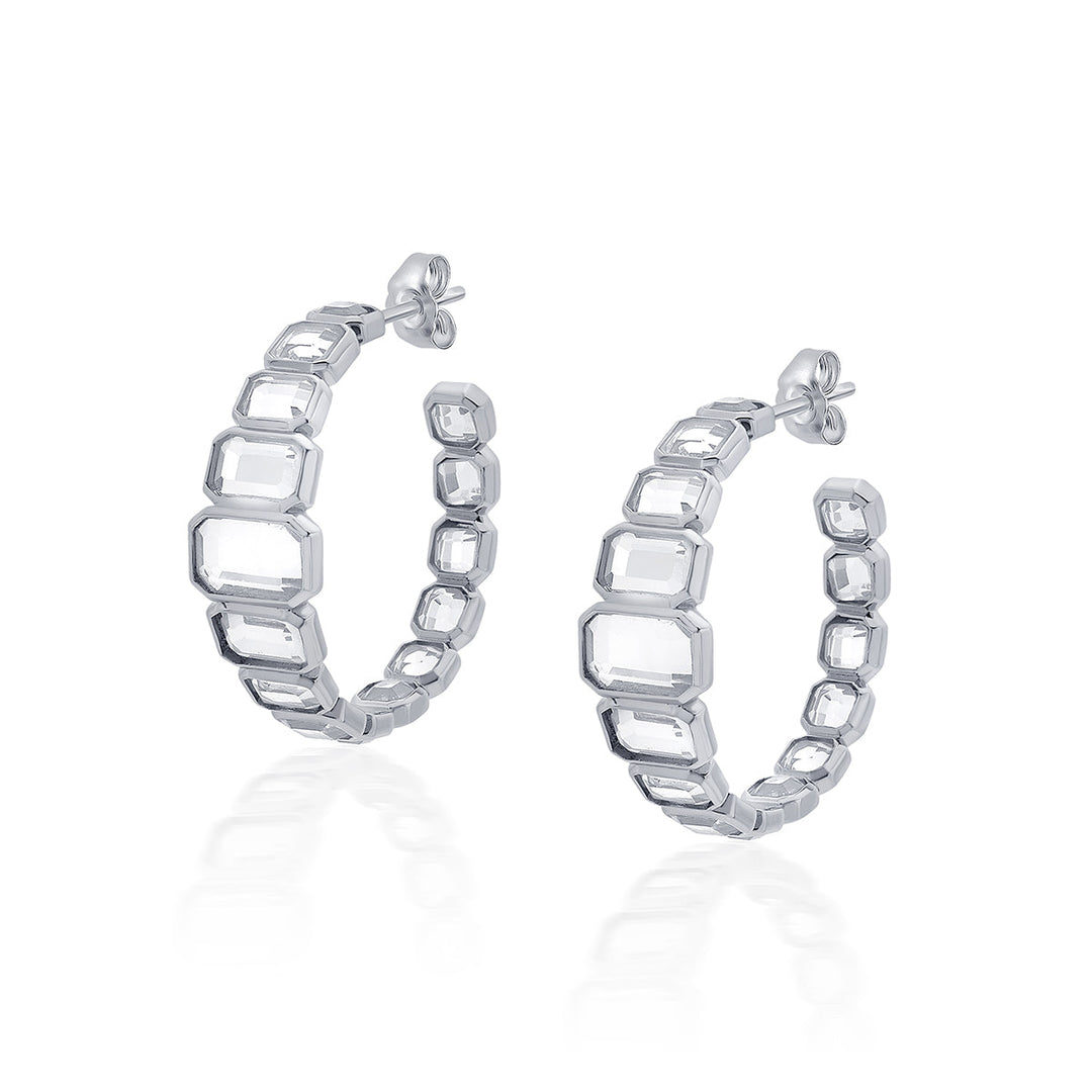 White Hoop Earring for Women by Isharya | Modern Indian Jewellery