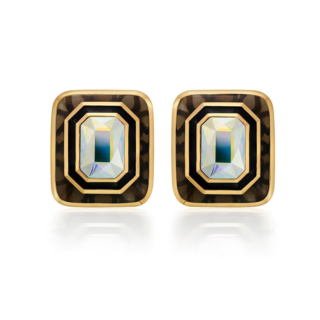 Meraki Black Enamel Resin Studs for Women by Isharya | Modern Indian Jewellery