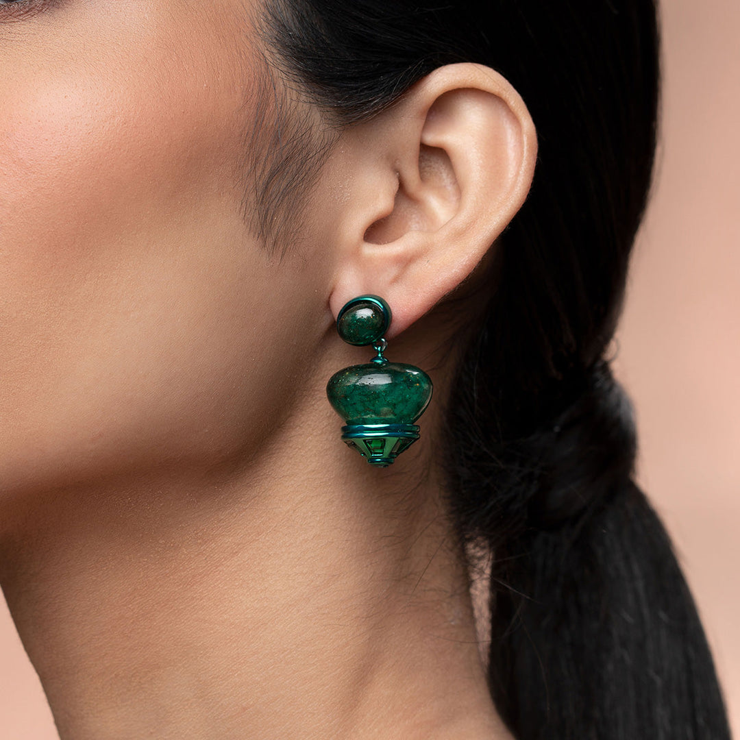 Green Drop Earring for Women by Isharya | Modern Indian Jewellery
