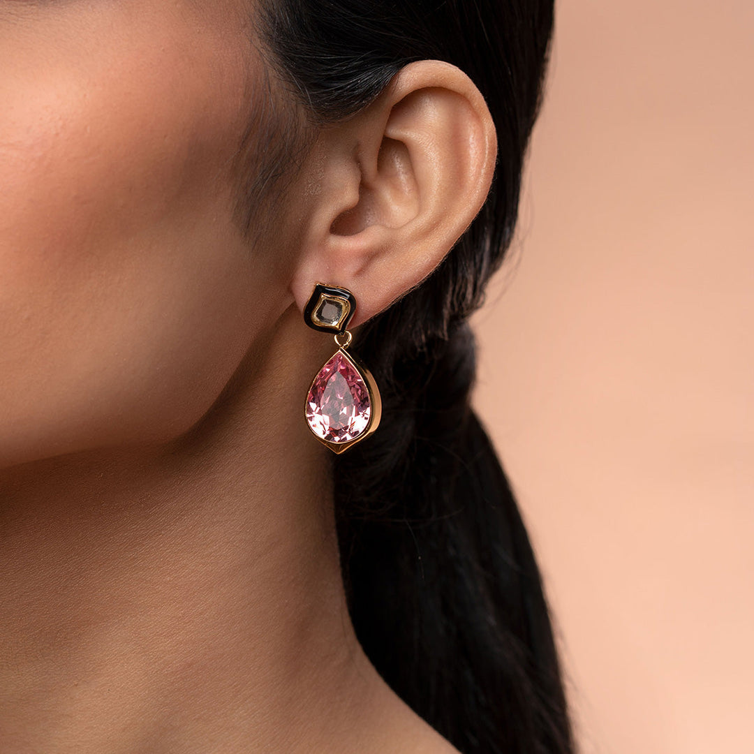 Pink Drop Earring for Women by Isharya | Modern Indian Jewellery