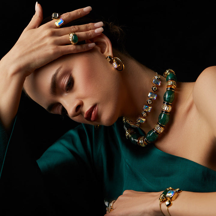 Green statement Ring for Women by Isharya | Modern Indian Jewellery