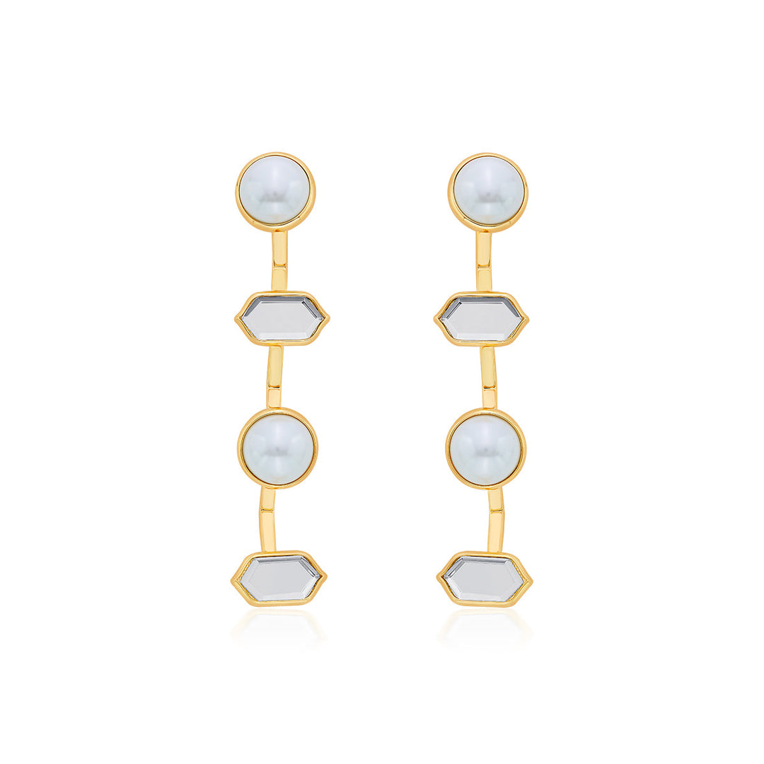 White Needle Thread Earring for Women by Isharya | Modern Indian Jewellery