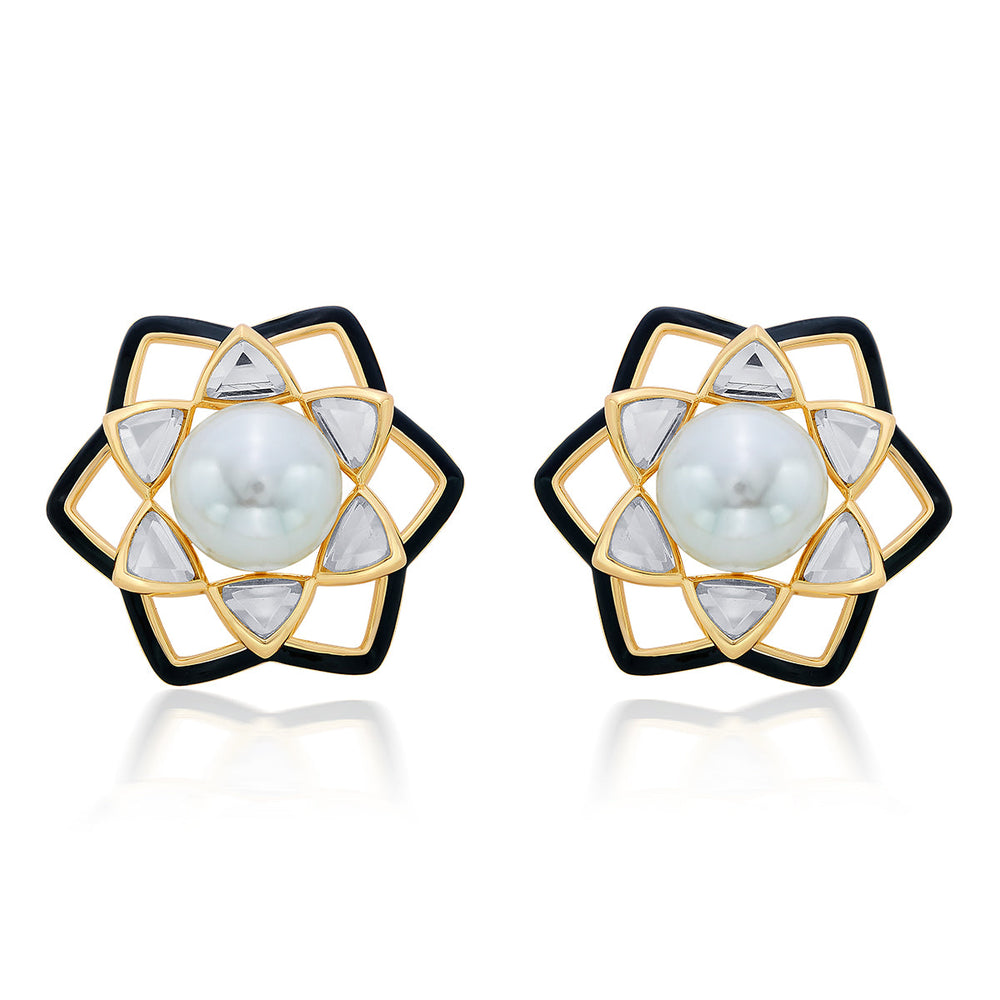 White Stud Earring for Women by Isharya | Modern Indian Jewellery