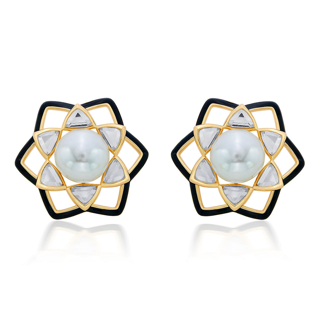 White Stud Earring for Women by Isharya | Modern Indian Jewellery