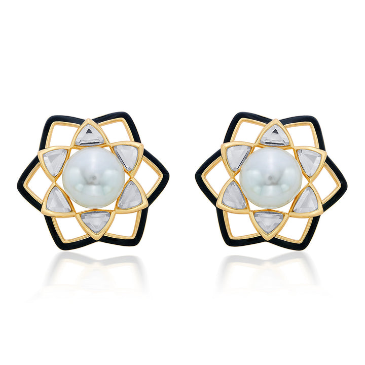 White Stud Earring for Women by Isharya | Modern Indian Jewellery