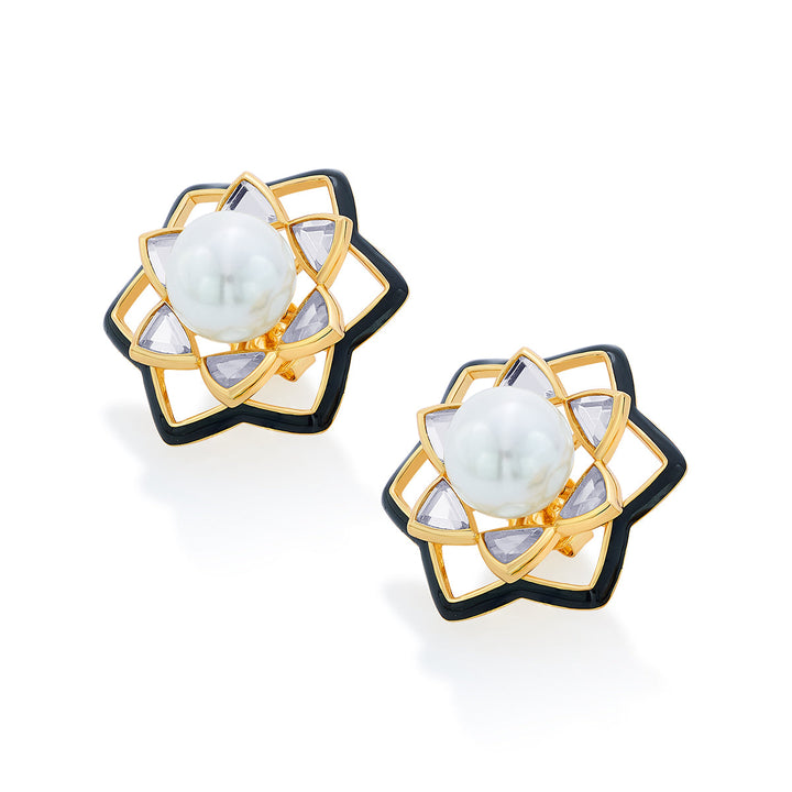 White Stud Earring for Women by Isharya | Modern Indian Jewellery