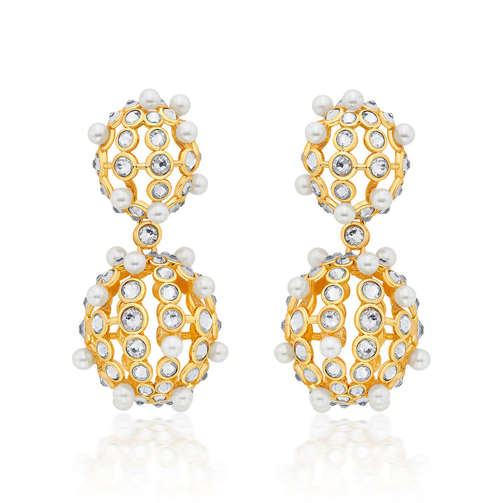 Amara Double Lattice Earrings for Women by Isharya | Modern Indian Jewellery