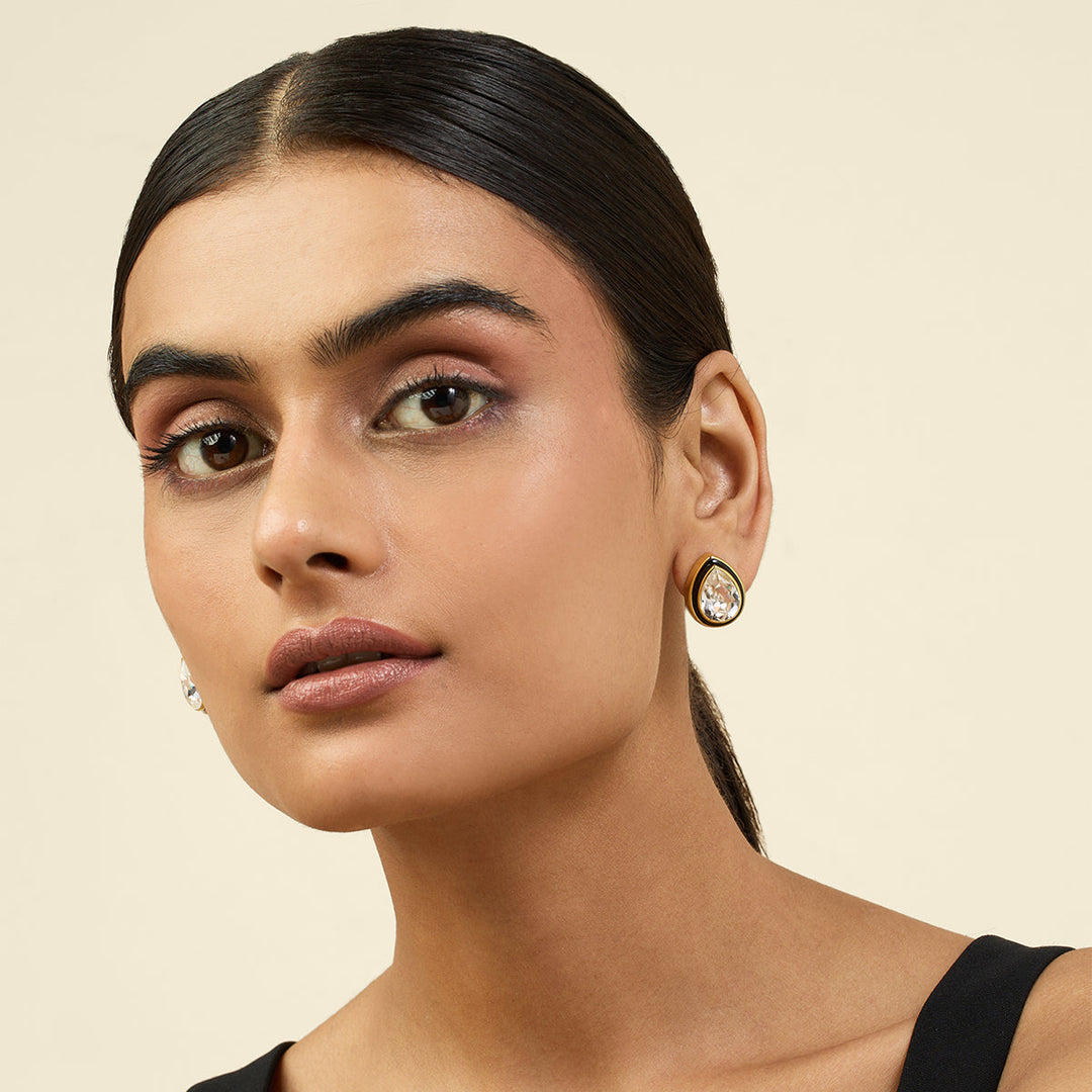 White Bold Bling Earrings