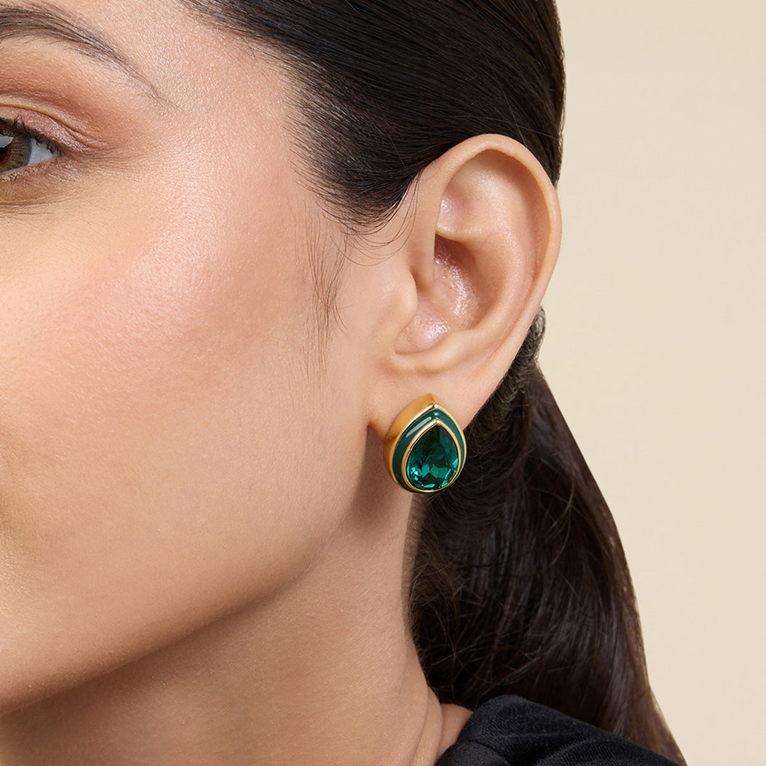 Green Bold Bling Earrings