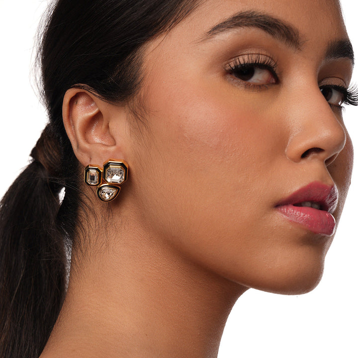 Bougie Trio Studs for Women by Isharya | Modern Indian Jewellery